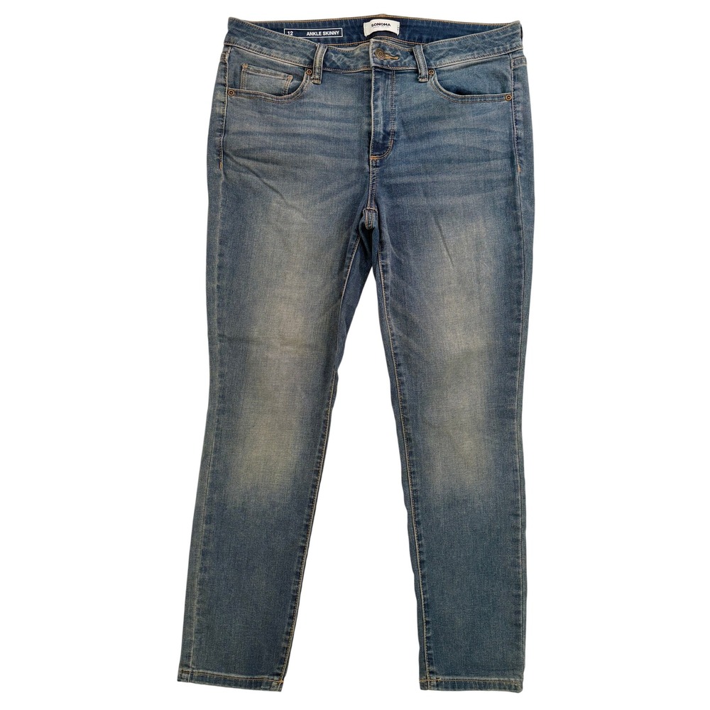 Sonoma Goods For Life Womens Ankle Skinny Jeans Medium Wash Blue Size 12 Stretch